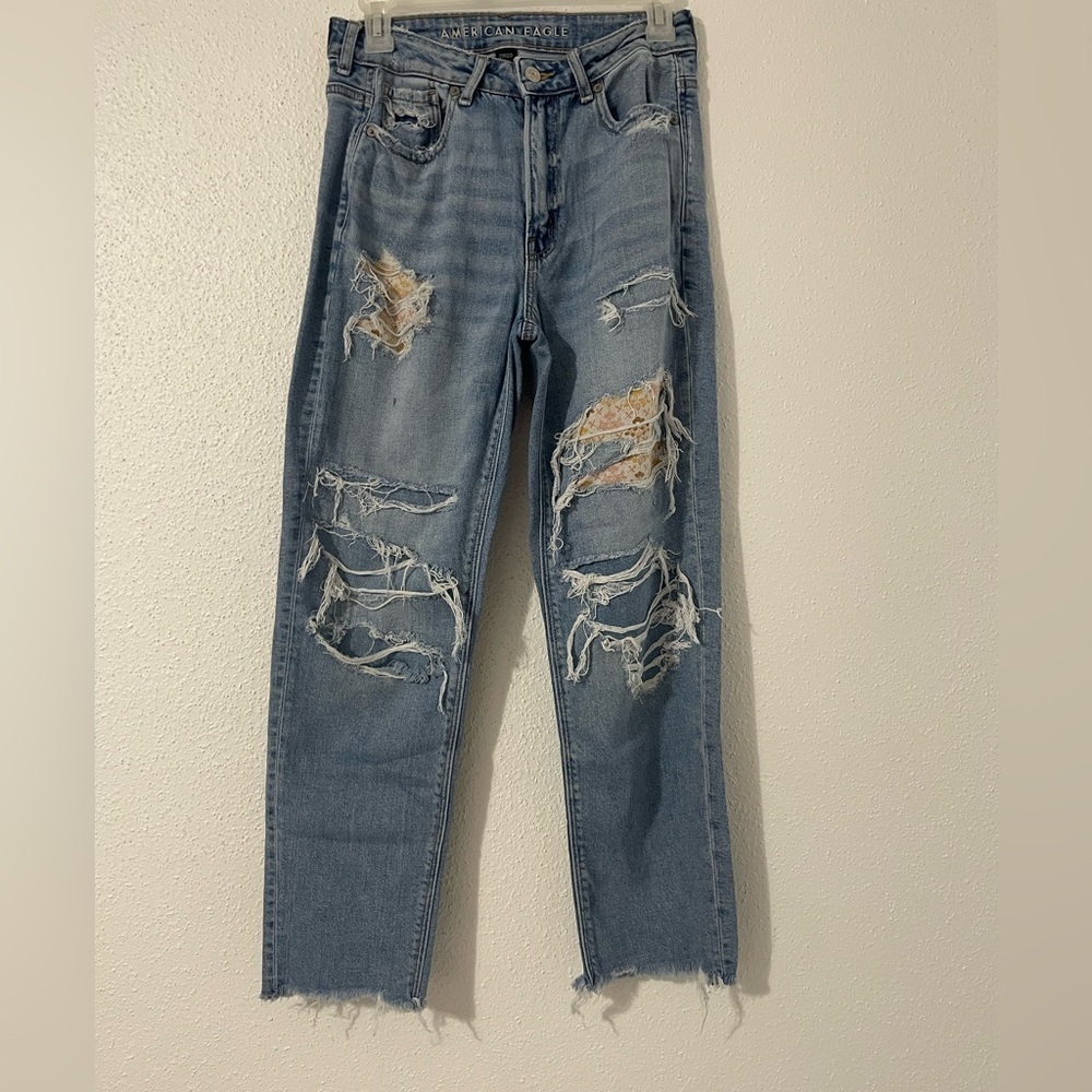 American Eagle Patchwork Distressed Pants - image 1